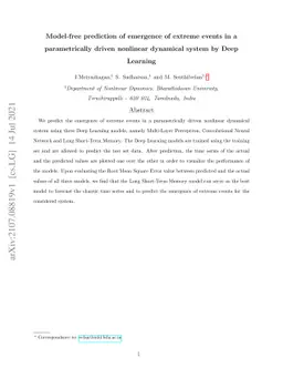 Model-free prediction of emergence of extreme events in a parametrically
  driven nonlinear dynamical system by Deep Learning