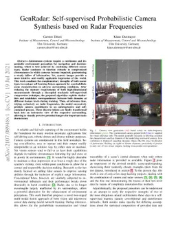 GenRadar: Self-supervised Probabilistic Camera Synthesis based on Radar
  Frequencies