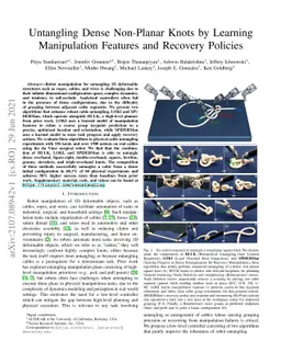 Untangling Dense Non-Planar Knots by Learning Manipulation Features and
  Recovery Policies