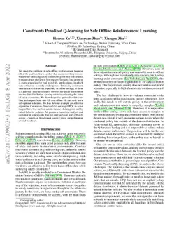 Constraints Penalized Q-learning for Safe Offline Reinforcement Learning