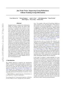 Just Train Twice: Improving Group Robustness without Training Group
  Information