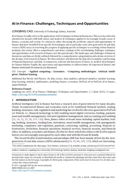 AI in Finance: Challenges, Techniques and Opportunities