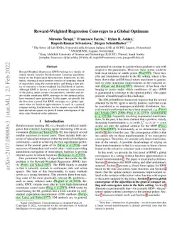 Reward-Weighted Regression Converges to a Global Optimum