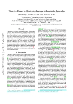 Token-Level Supervised Contrastive Learning for Punctuation Restoration