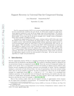 Support Recovery in Universal One-bit Compressed Sensing