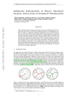 Improving exploration in policy gradient search: Application to symbolic
  optimization