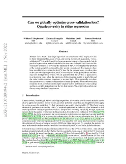 Can we globally optimize cross-validation loss? Quasiconvexity in ridge
  regression