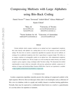 Compressing Multisets with Large Alphabets using Bits-Back Coding