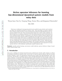 Active operator inference for learning low-dimensional dynamical-system
  models from noisy data