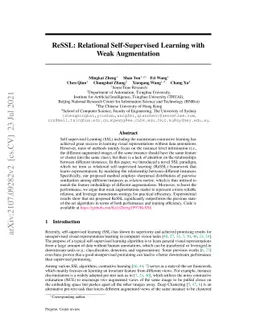 ReSSL: Relational Self-Supervised Learning with Weak Augmentation