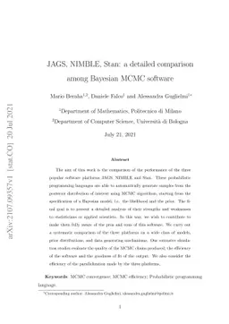 JAGS, NIMBLE, Stan: a detailed comparison among Bayesian MCMC software
