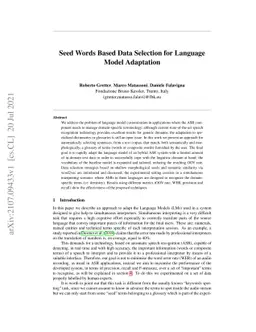 Seed Words Based Data Selection for Language Model Adaptation