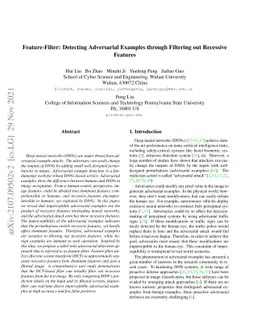 Feature-Filter: Detecting Adversarial Examples through Filtering off
  Recessive Features