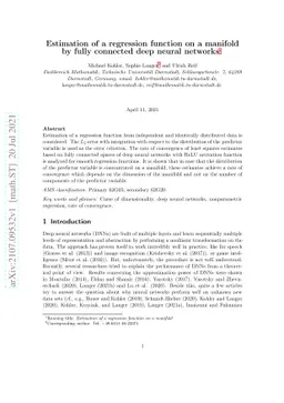 Estimation of a regression function on a manifold by fully connected
  deep neural networks
