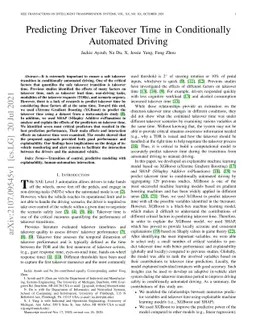 Predicting Driver Takeover Time in Conditionally Automated Driving
