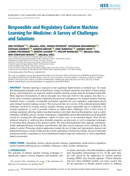 Responsible and Regulatory Conform Machine Learning for Medicine: A
  Survey of Challenges and Solutions