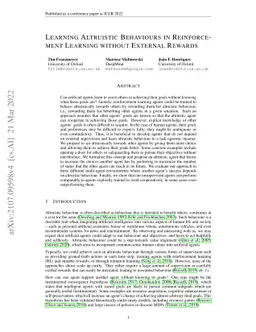 Learning Altruistic Behaviours in Reinforcement Learning without
  External Rewards