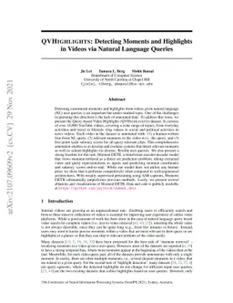 QVHighlights: Detecting Moments and Highlights in Videos via Natural
  Language Queries