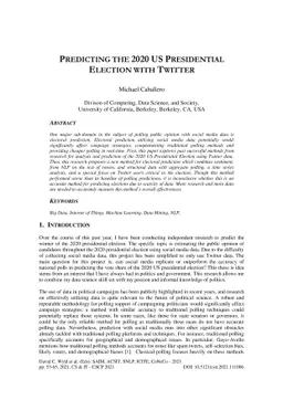 Predicting the 2020 US Presidential Election with Twitter