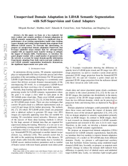 Unsupervised Domain Adaptation in LiDAR Semantic Segmentation with
  Self-Supervision and Gated Adapters