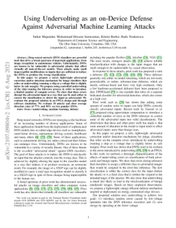 Using Undervolting as an On-Device Defense Against Adversarial Machine
  Learning Attacks