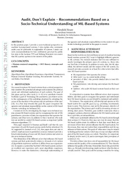 Audit, Don't Explain -- Recommendations Based on a Socio-Technical
  Understanding of ML-Based Systems