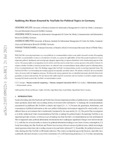 Auditing the Biases Enacted by YouTube for Political Topics in Germany