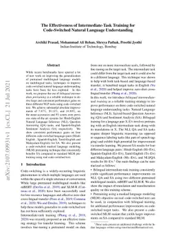The Effectiveness of Intermediate-Task Training for Code-Switched
  Natural Language Understanding