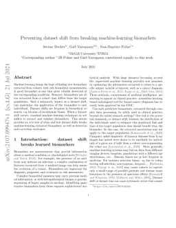 Preventing dataset shift from breaking machine-learning biomarkers