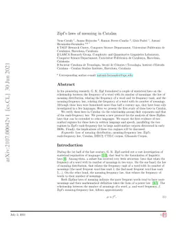 Zipf's laws of meaning in Catalan