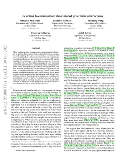Learning to communicate about shared procedural abstractions