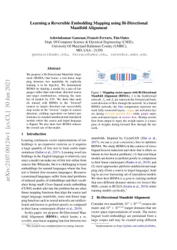 Learning a Reversible Embedding Mapping using Bi-Directional Manifold
  Alignment