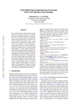 Controllable Open-ended Question Generation with A New Question Type
  Ontology