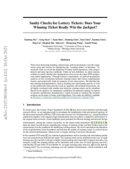 Sanity Checks for Lottery Tickets: Does Your Winning Ticket Really Win
  the Jackpot?