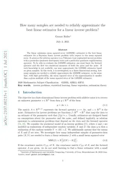 How many samples are needed to reliably approximate the best linear
  estimator for a linear inverse problem?