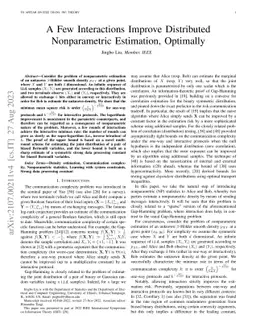 A Few Interactions Improve Distributed Nonparametric Estimation,
  Optimally