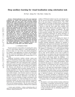 Deep auxiliary learning for visual localization using colorization task