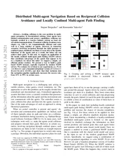 Distributed Multi-agent Navigation Based on Reciprocal Collision
  Avoidance and Locally Confined Multi-agent Path Finding