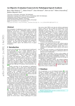 An Objective Evaluation Framework for Pathological Speech Synthesis