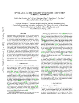Adversarial Sample Detection for Speaker Verification by Neural Vocoders