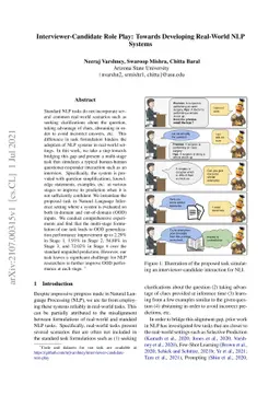 Interviewer-Candidate Role Play: Towards Developing Real-World NLP
  Systems