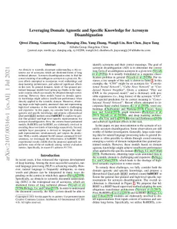 Leveraging Domain Agnostic and Specific Knowledge for Acronym
  Disambiguation