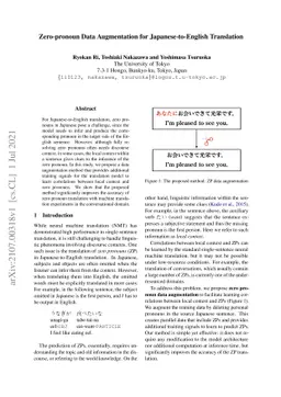 Zero-pronoun Data Augmentation for Japanese-to-English Translation