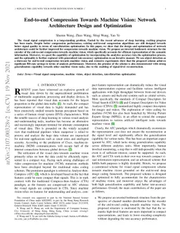 End-to-end Compression Towards Machine Vision: Network Architecture
  Design and Optimization