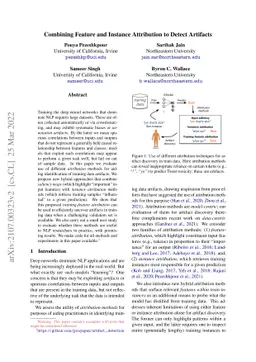 Combining Feature and Instance Attribution to Detect Artifacts