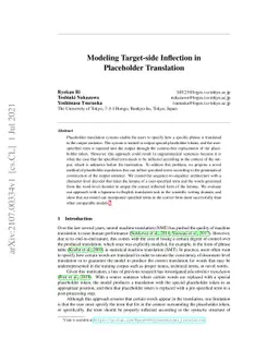 Modeling Target-side Inflection in Placeholder Translation
