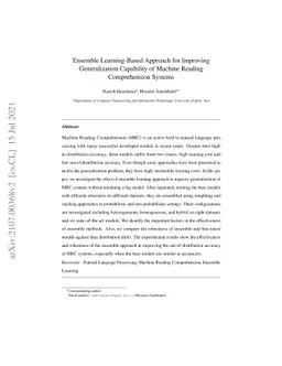 Ensemble Learning-Based Approach for Improving Generalization Capability
  of Machine Reading Comprehension Systems