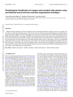 Morphological classification of compact and extended radio galaxies
  using convolutional neural networks and data augmentation techniques