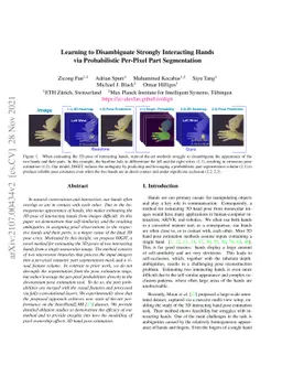 Learning to Disambiguate Strongly Interacting Hands via Probabilistic
  Per-pixel Part Segmentation