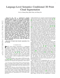 Language-Level Semantics Conditioned 3D Point Cloud Segmentation